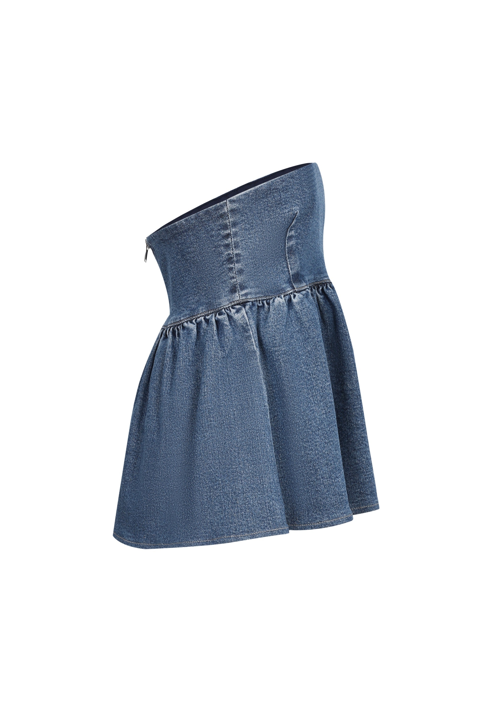 Nyla Strapless Denim Peplum Top