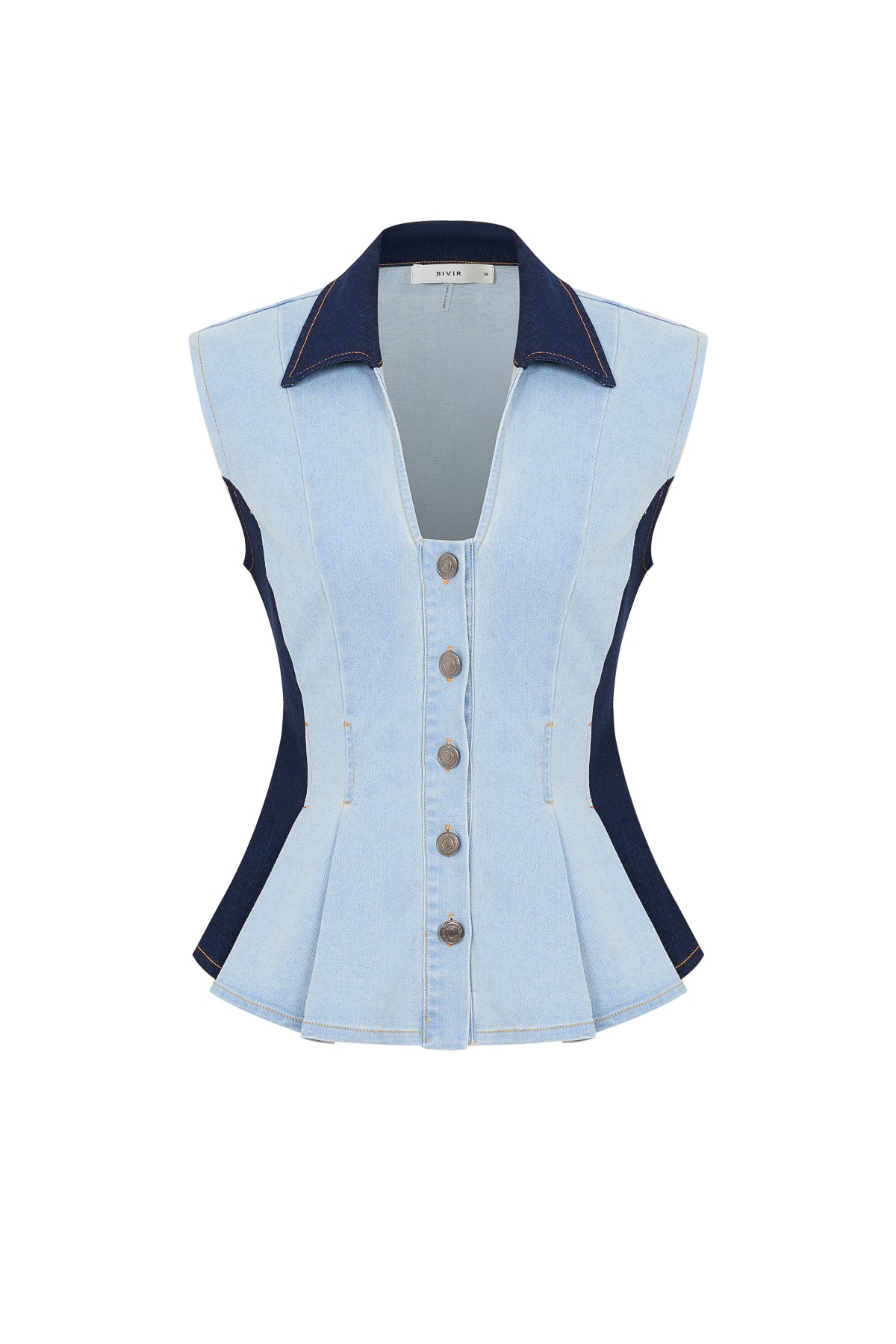Skyline Two-Tone Denim Peplum Vest