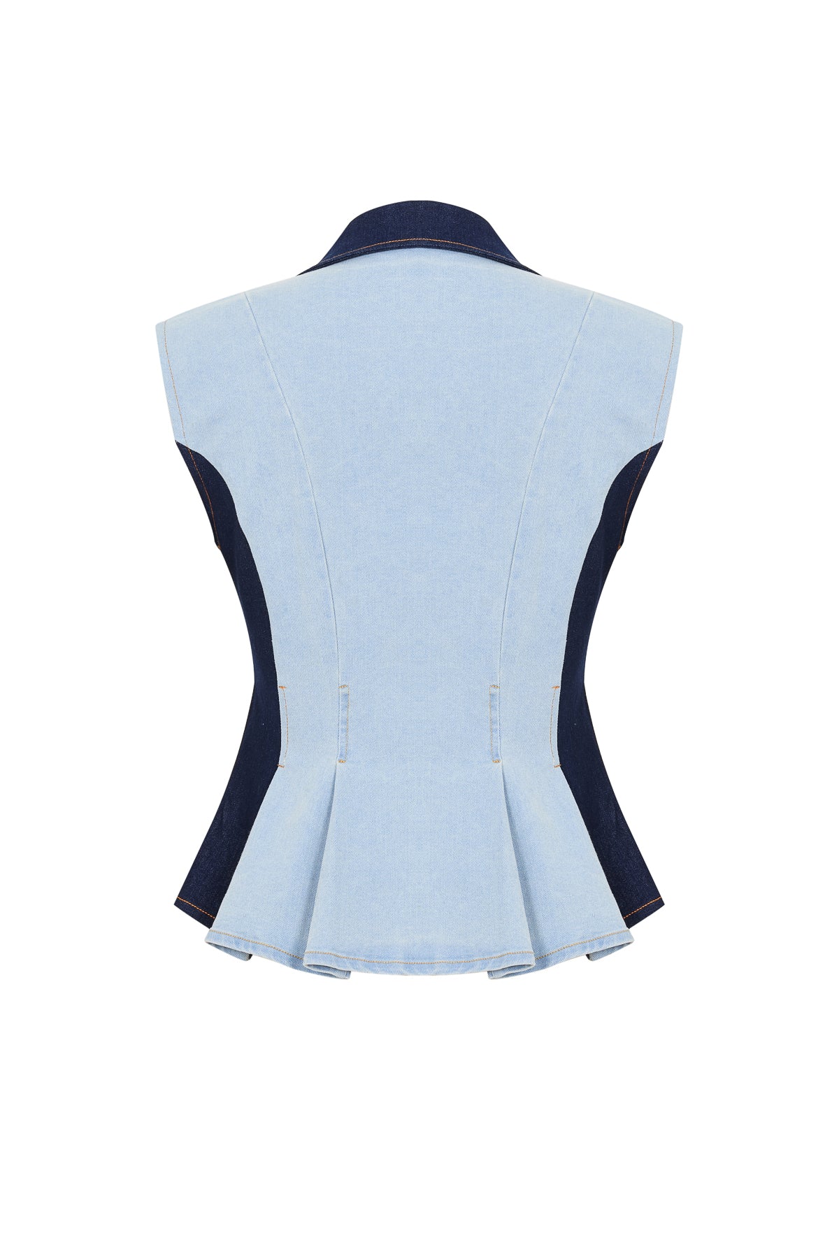 Skyline Two-Tone Denim Peplum Vest