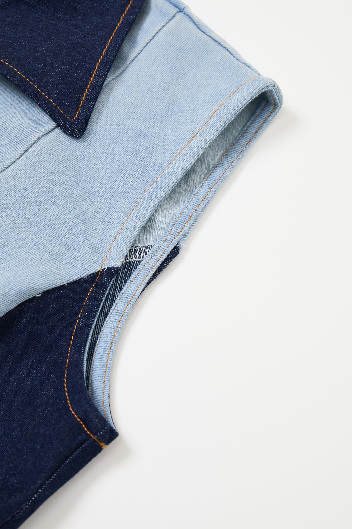 Skyline Two-Tone Denim Peplum Vest