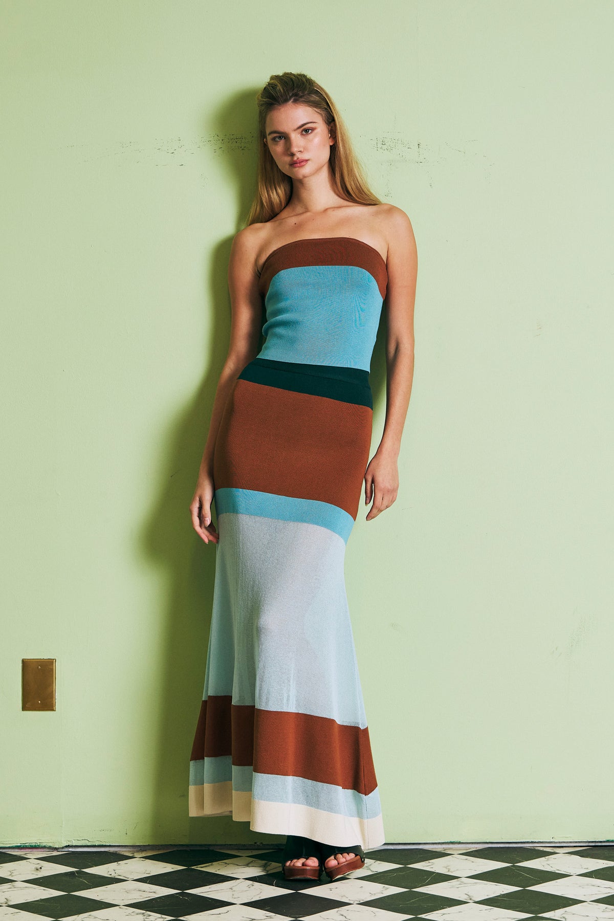 Valence Color Block Knit Tube Top