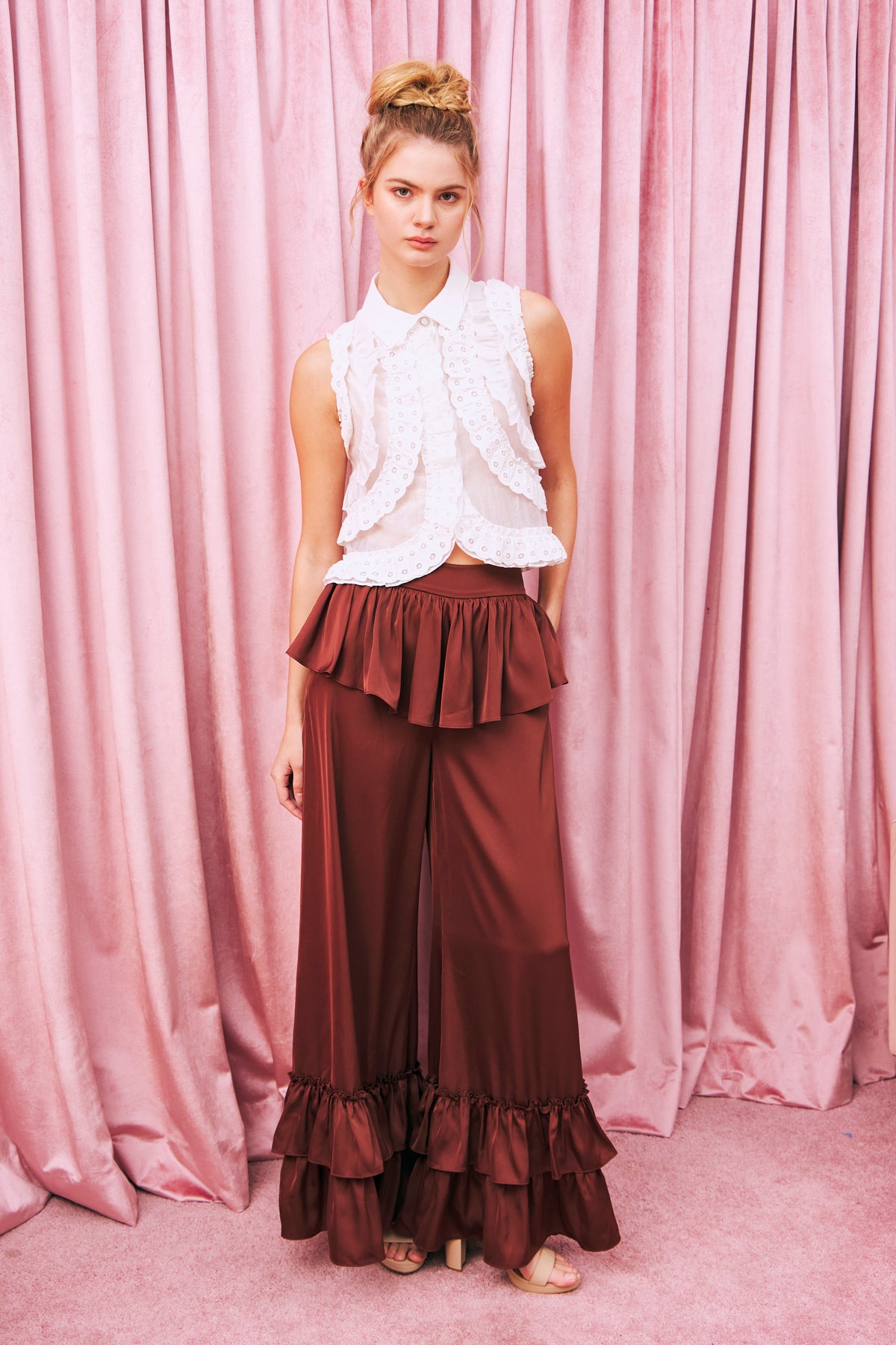 Chantilly Sleeveless Ruffle Blouse