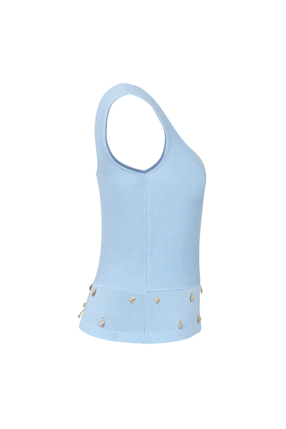Knit Sleeveless Seashell Embellished Top