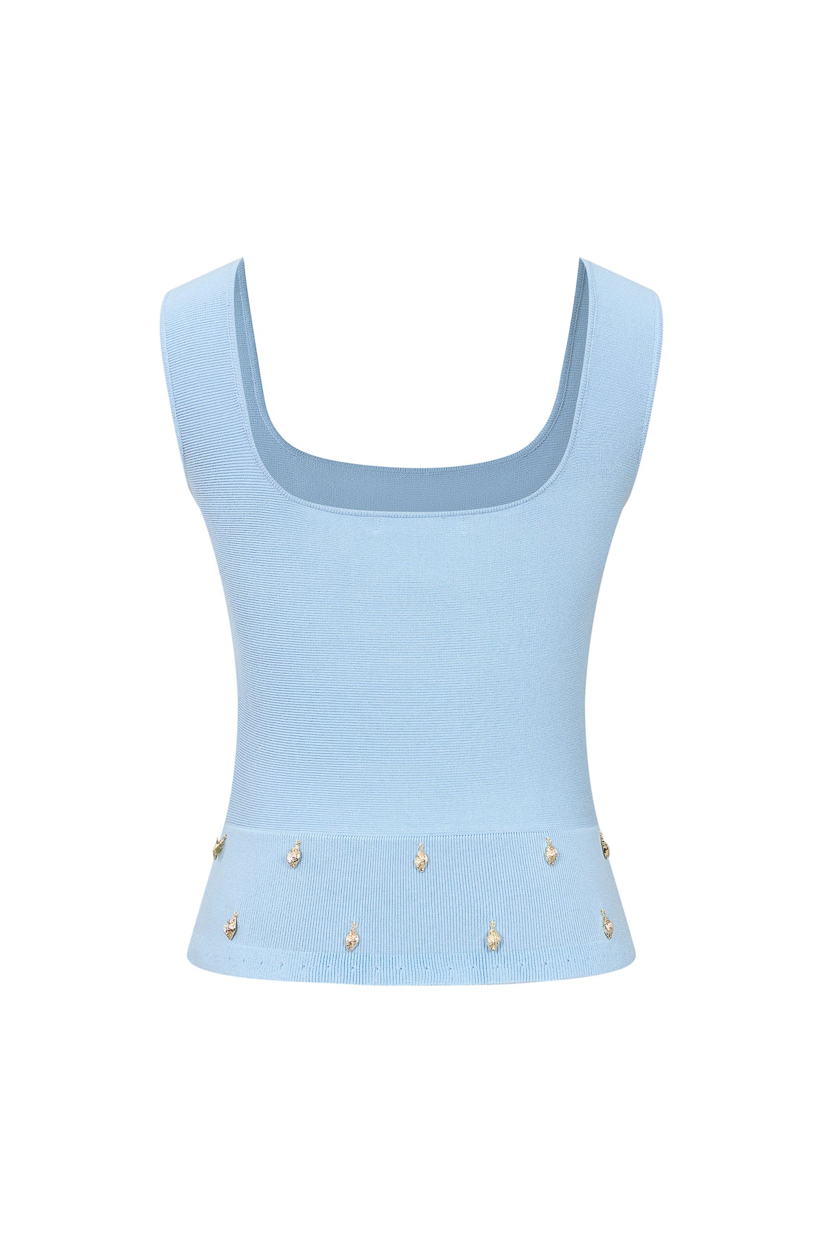 Knit Sleeveless Seashell Embellished Top