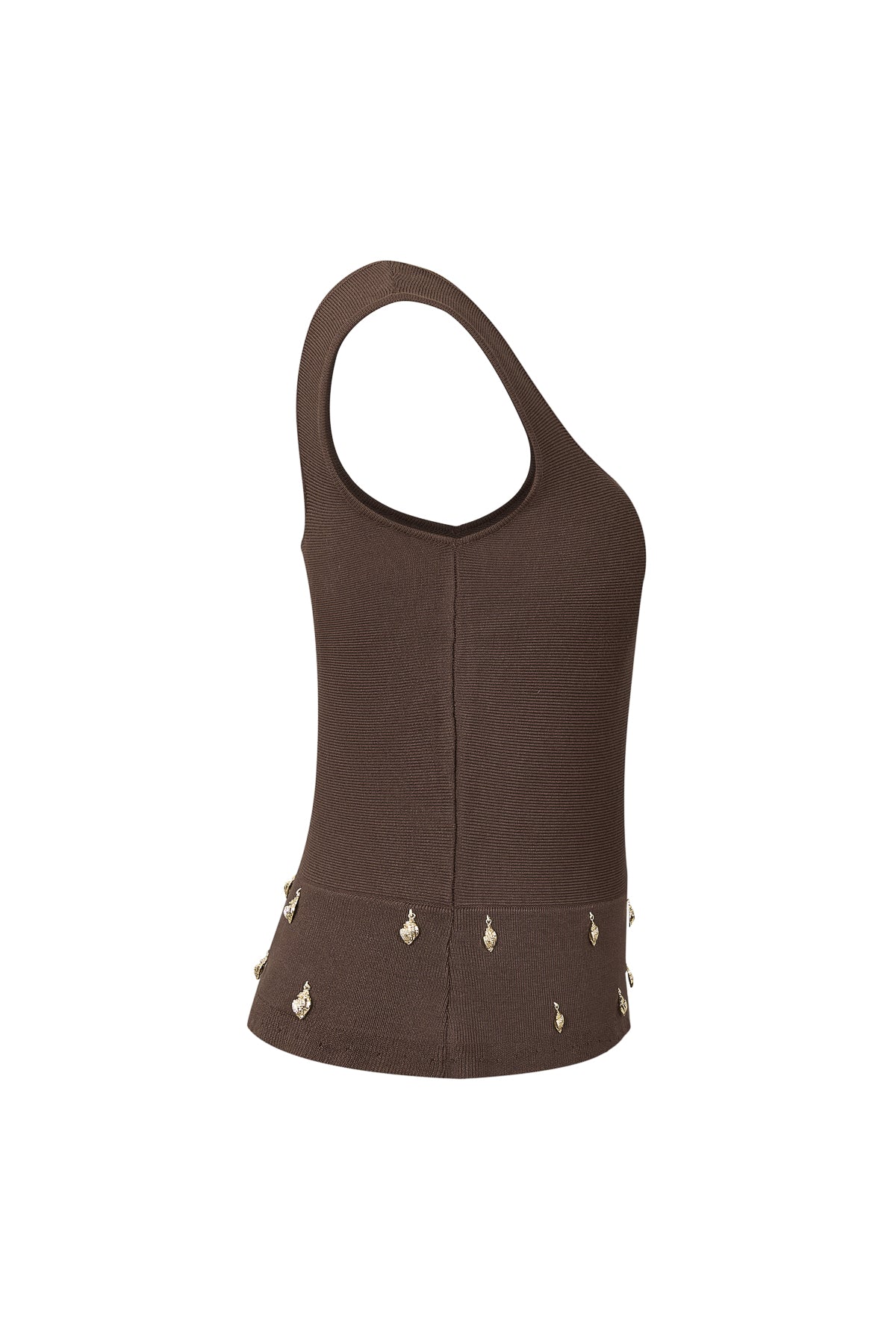 Knit Sleeveless Seashell Embellished Top