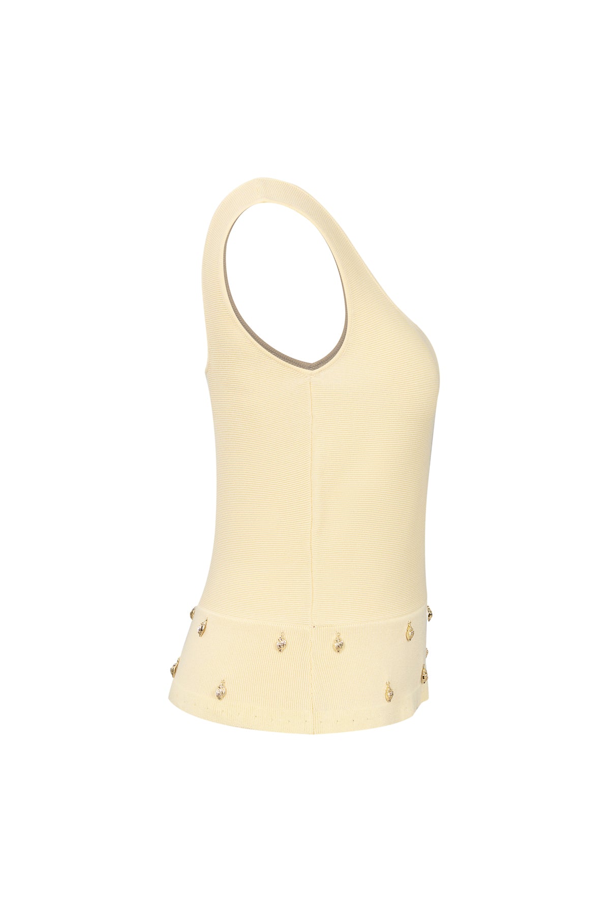 Knit Sleeveless Seashell Embellished Top