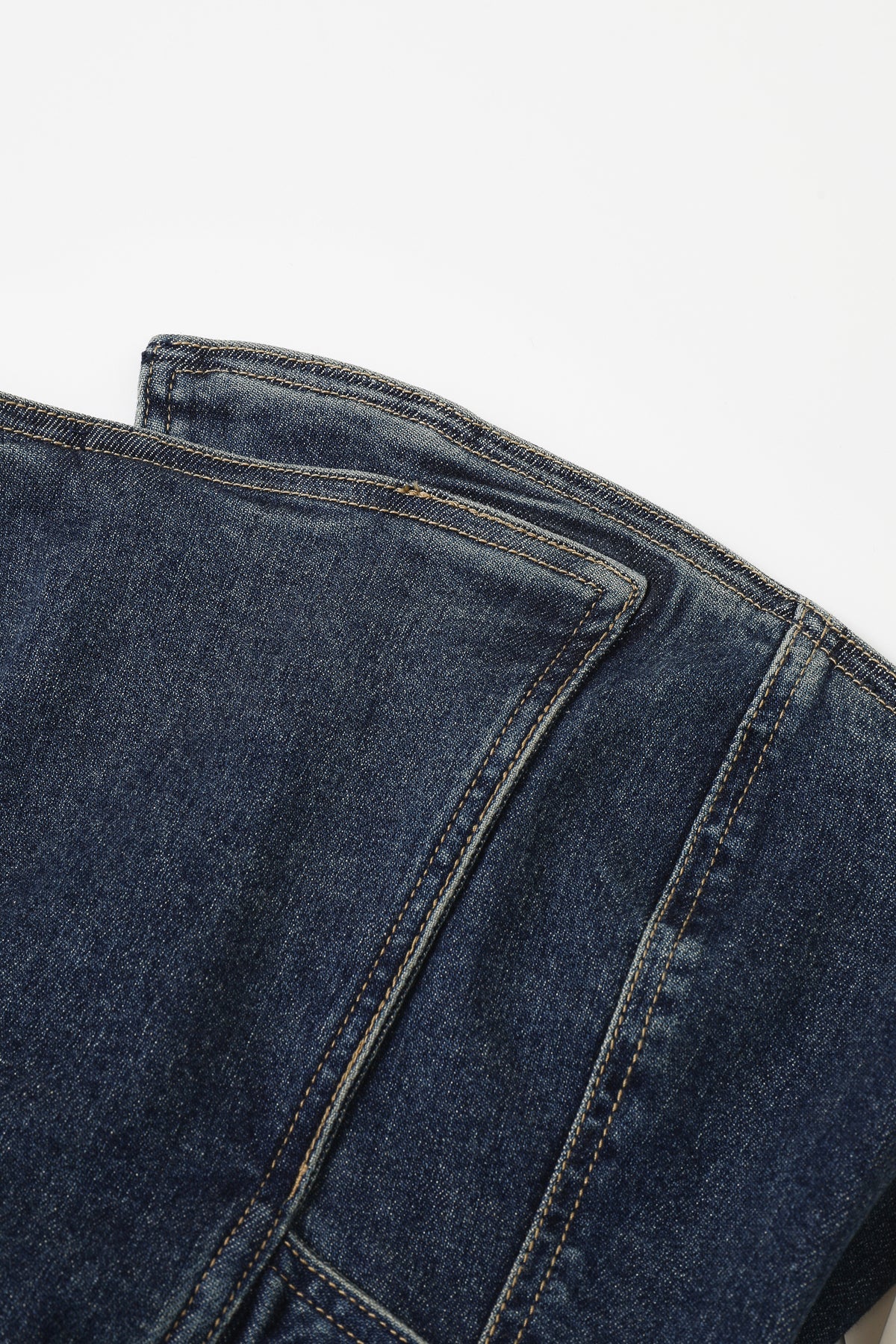 Faux Wrap Front Denim Tube Top