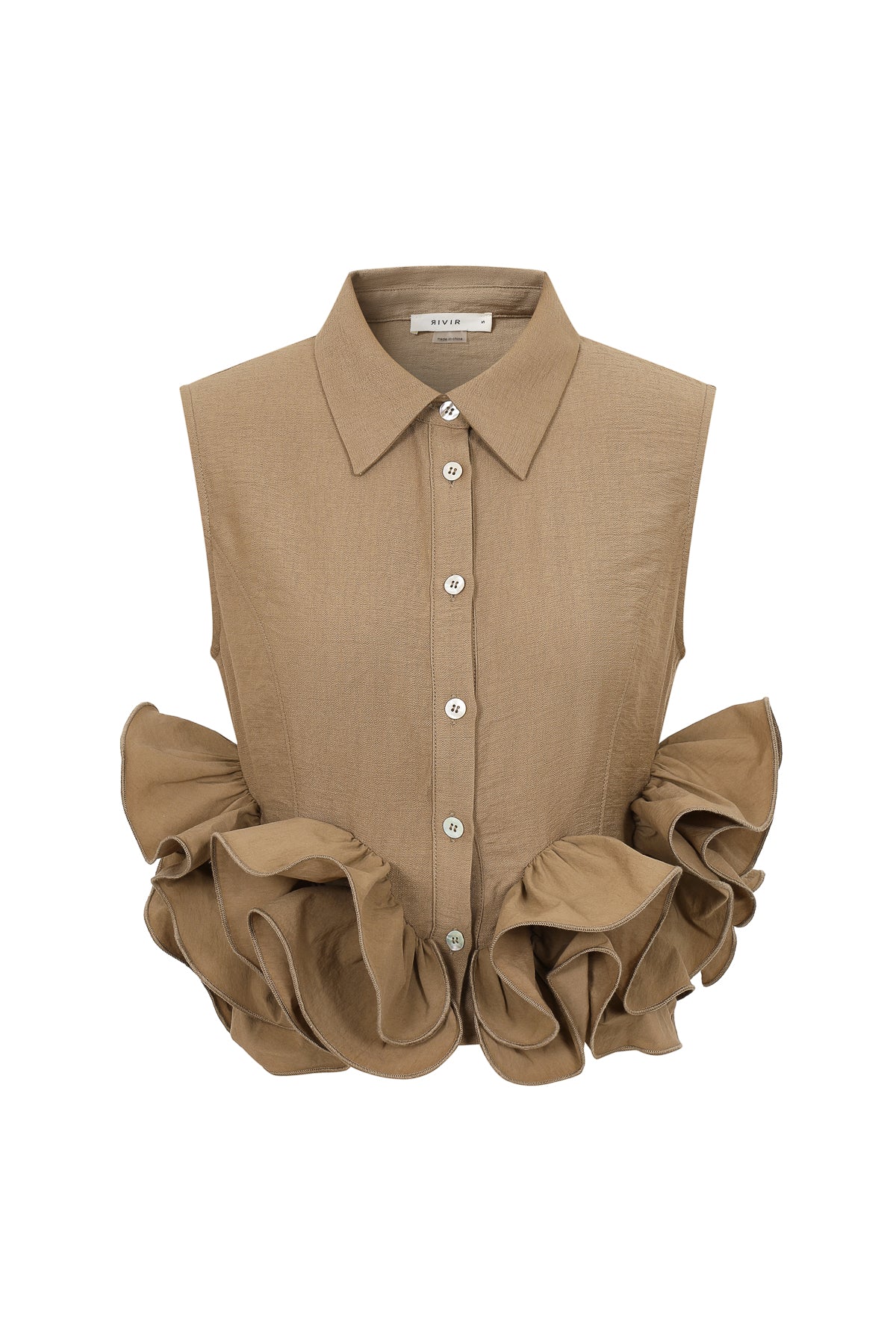 Zoe Woven Sleeveless Ruffle Shirt