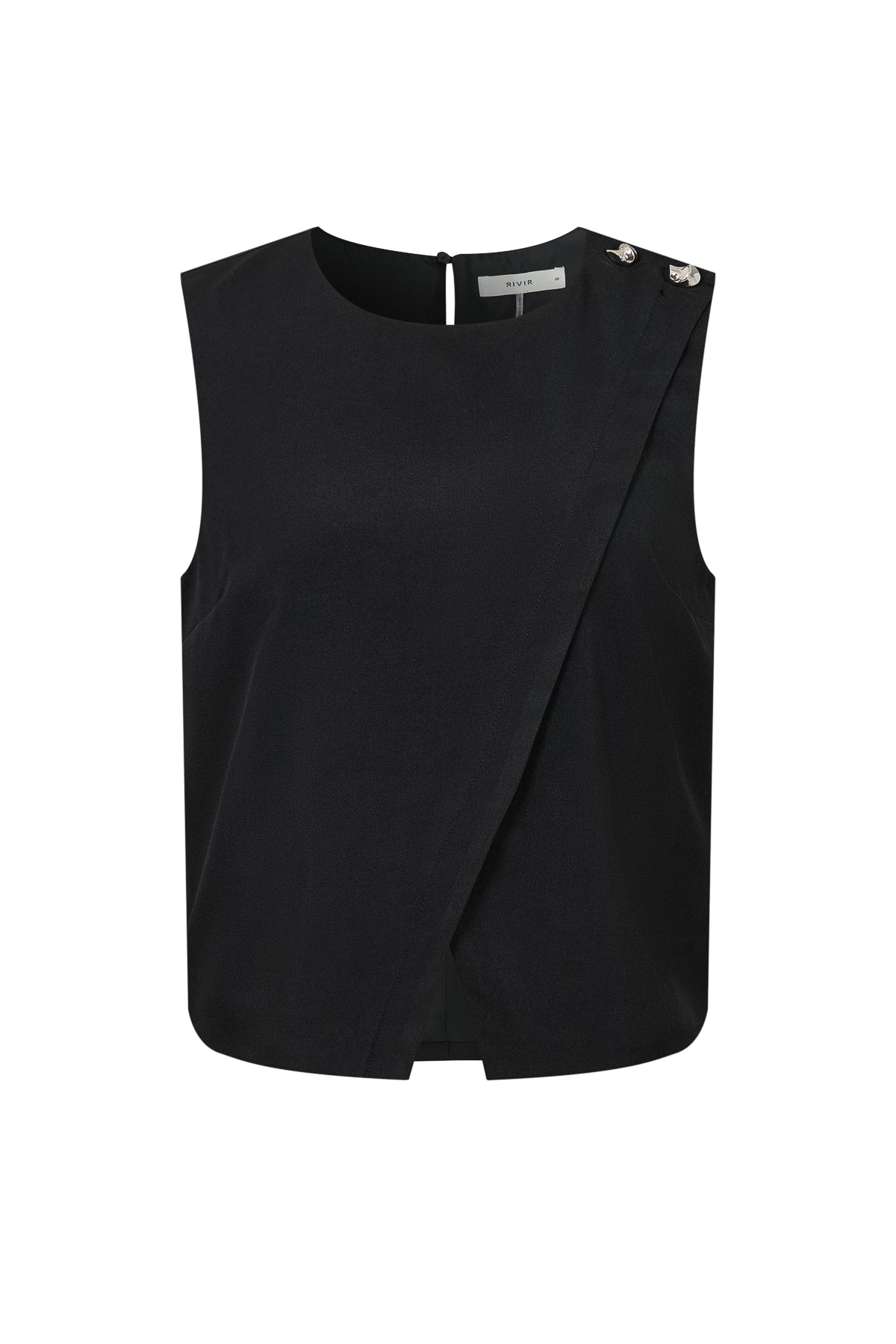 Sleeveless Woven Top with Button Detail
