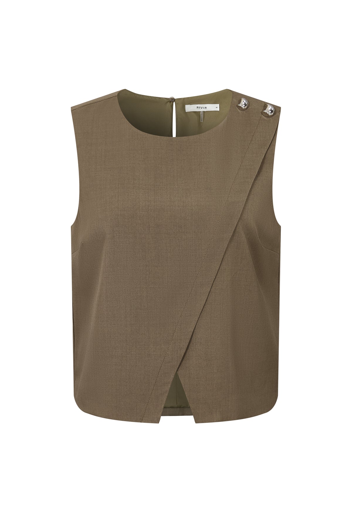 Sleeveless Woven Top with Button Detail