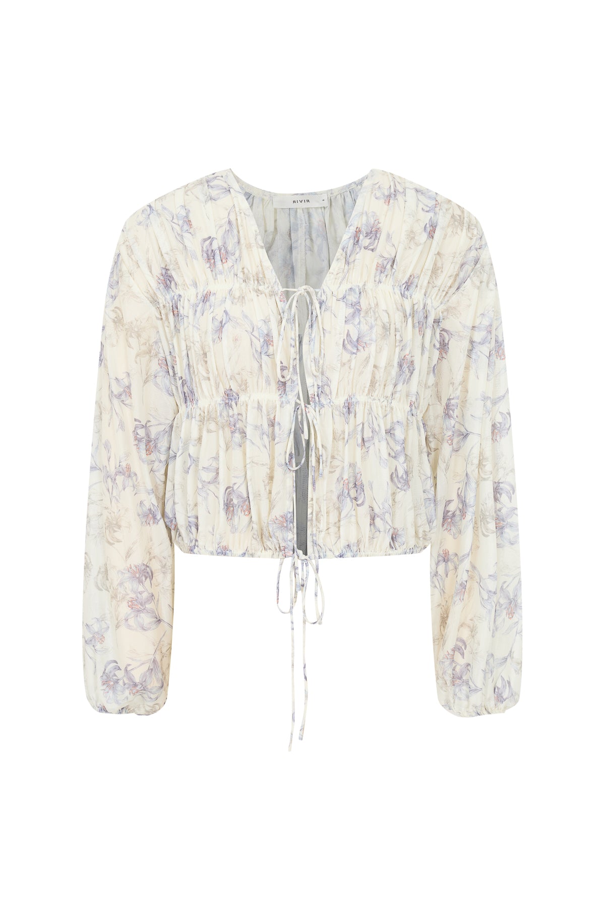 Floral Sheer Drawstring Blouse