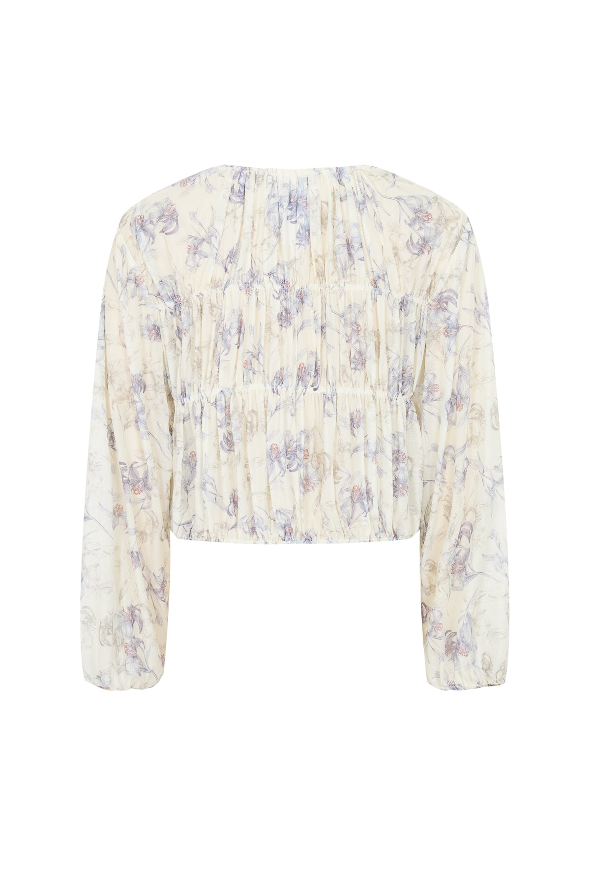 Floral Sheer Drawstring Blouse