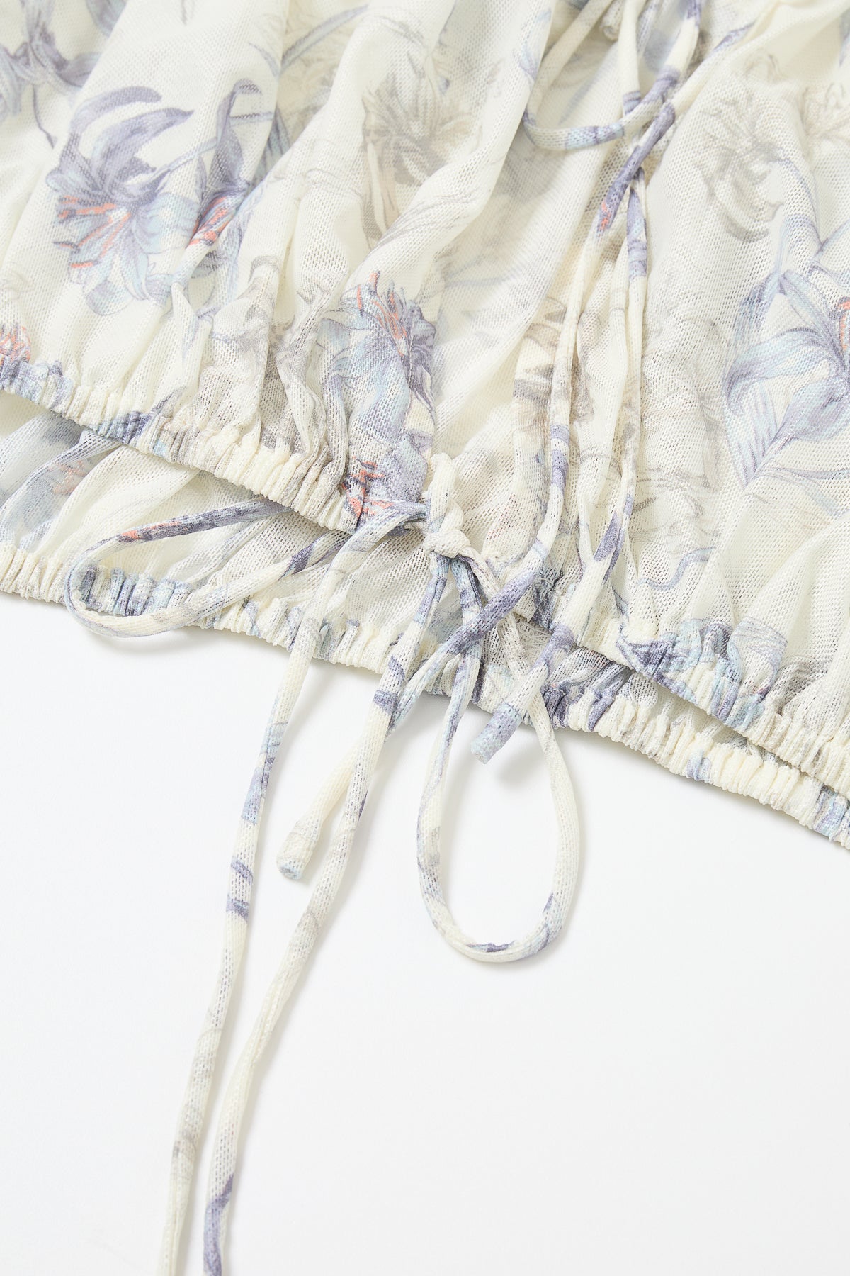 Floral Sheer Drawstring Blouse
