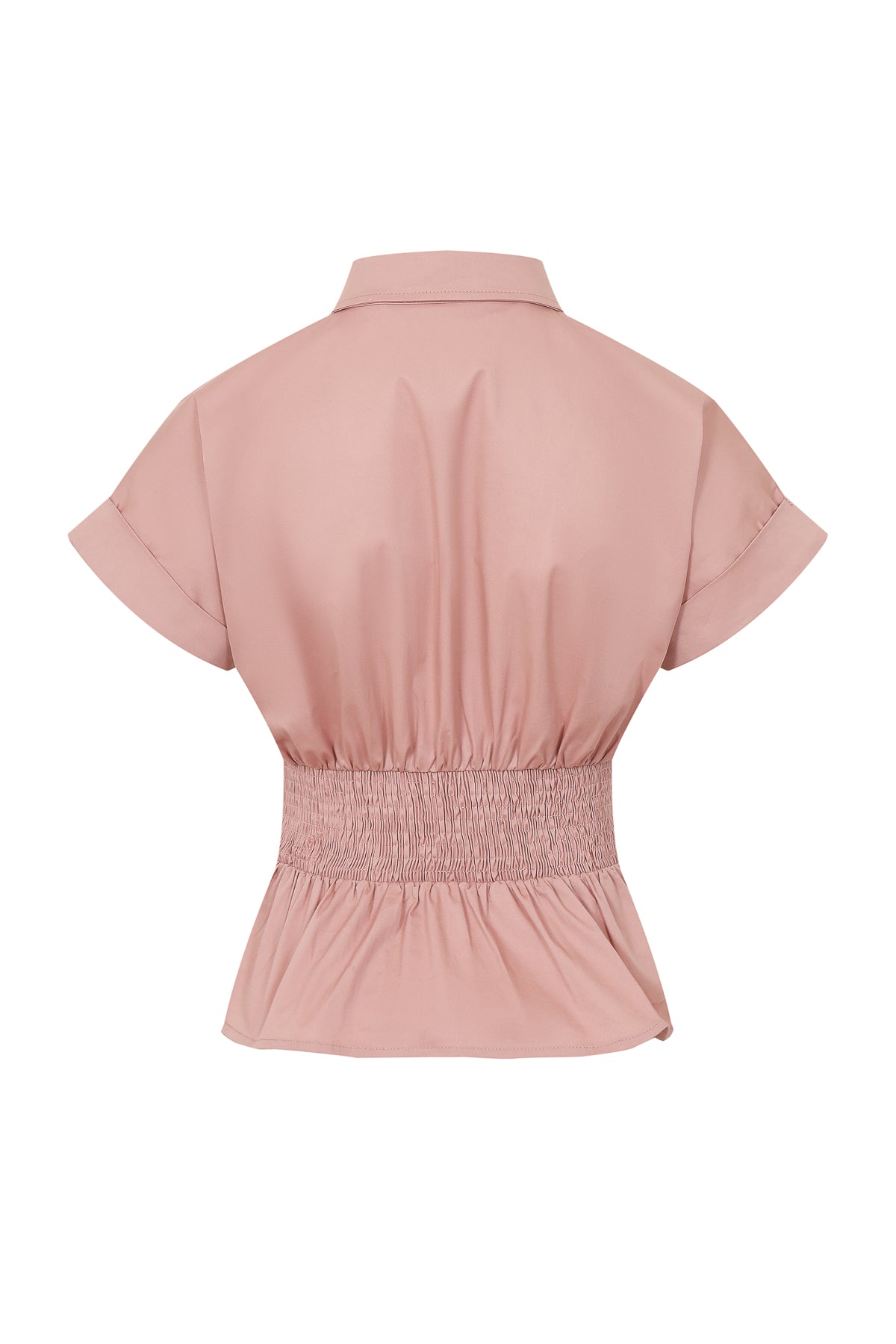 Belted Contour Woven Pleated Short Sleeve Top