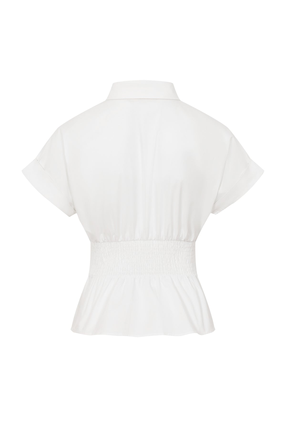 Belted Contour Woven Pleated Short Sleeve Top