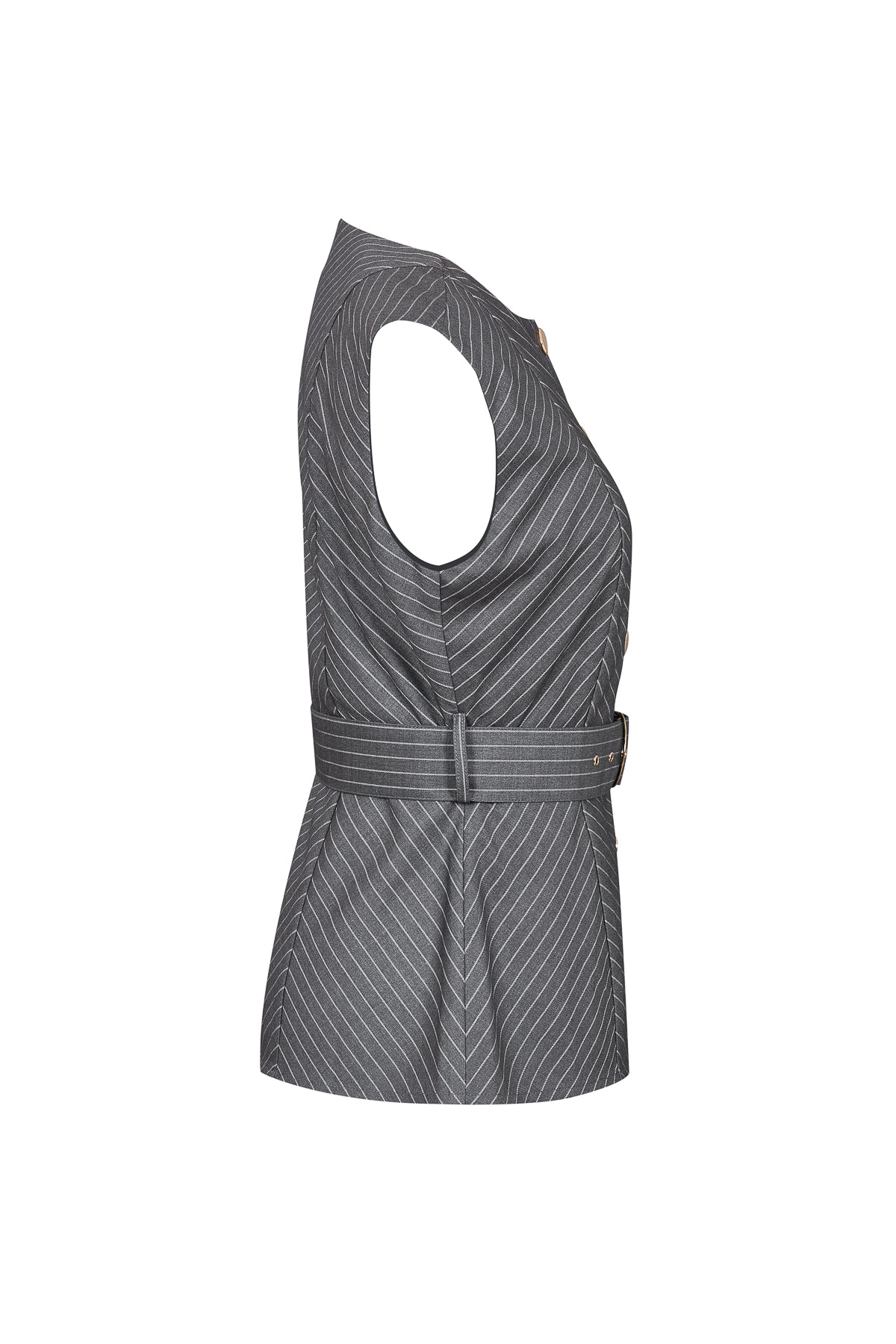 Herringbone Sleeveless Top with Belt