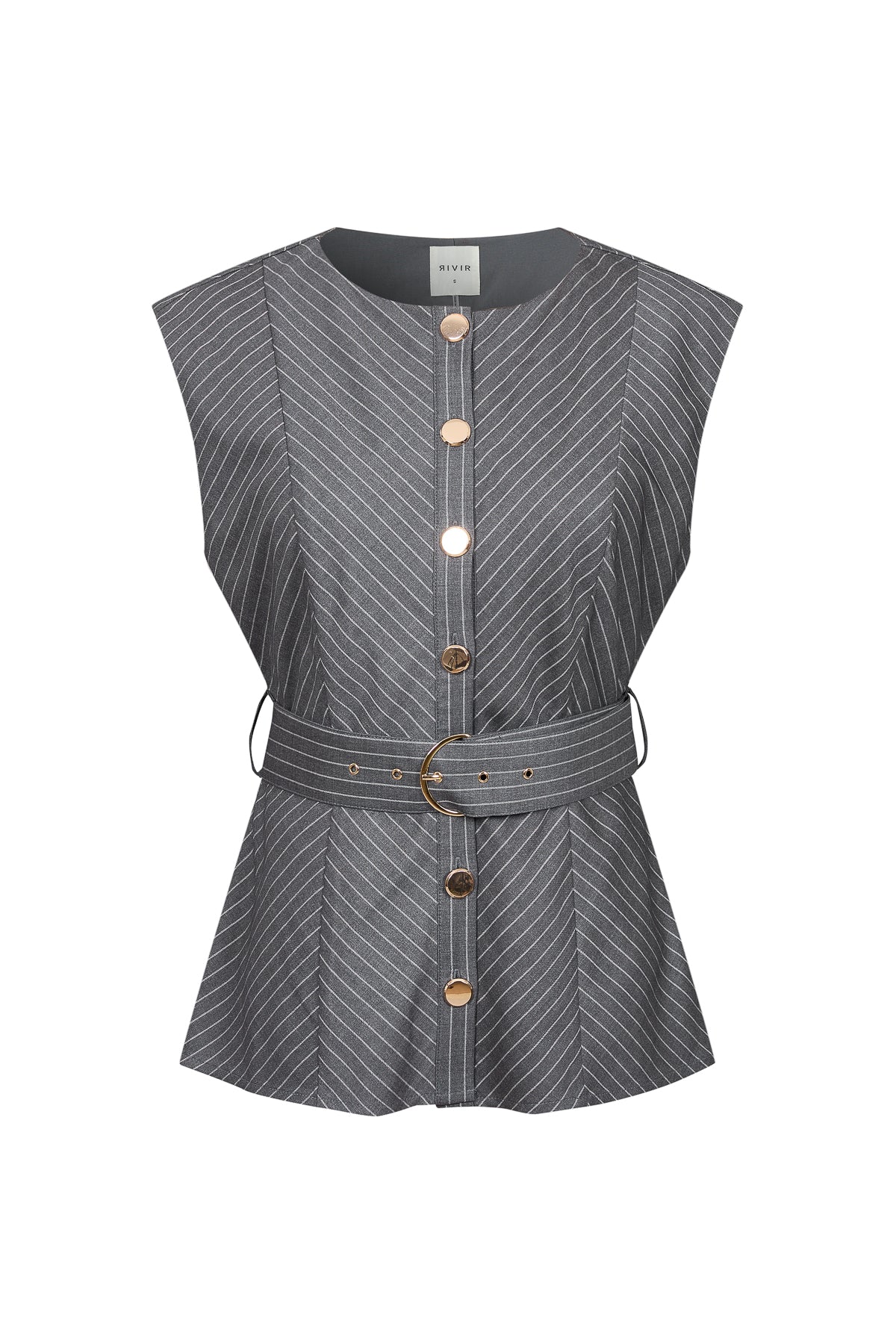 Herringbone Sleeveless Top with Belt