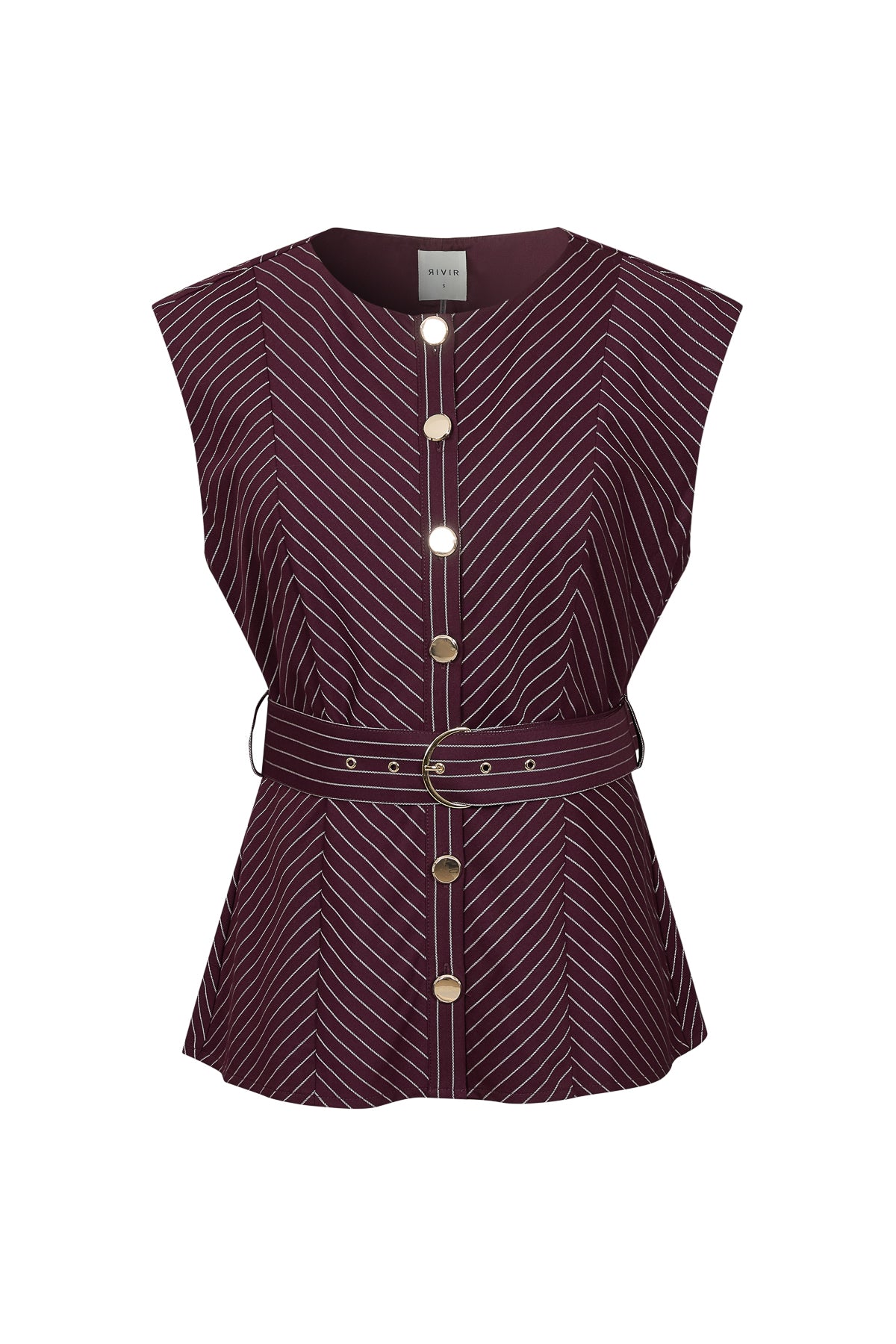 Herringbone Sleeveless Top with Belt