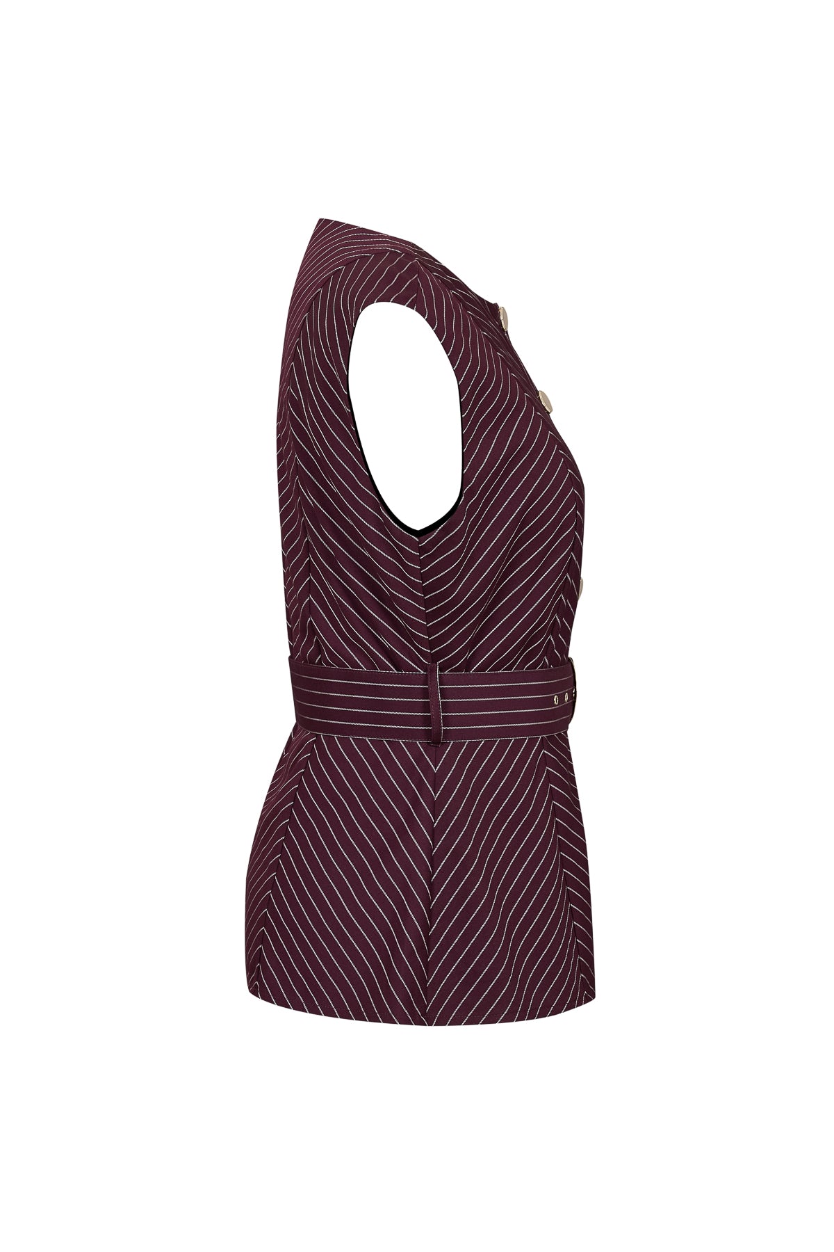 Herringbone Sleeveless Top with Belt