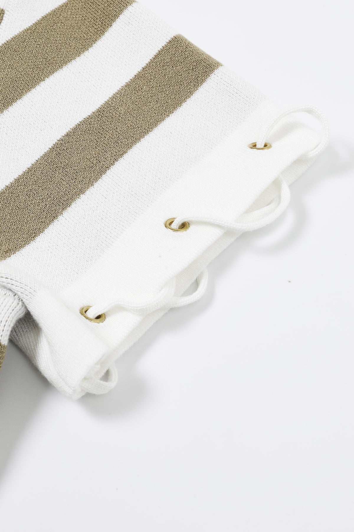 Knit Stripe Rope Embellished Short Sleeve Top