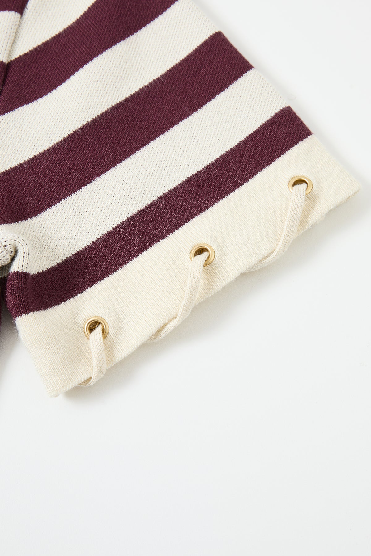 Knit Stripe Rope Embellished Short Sleeve Top