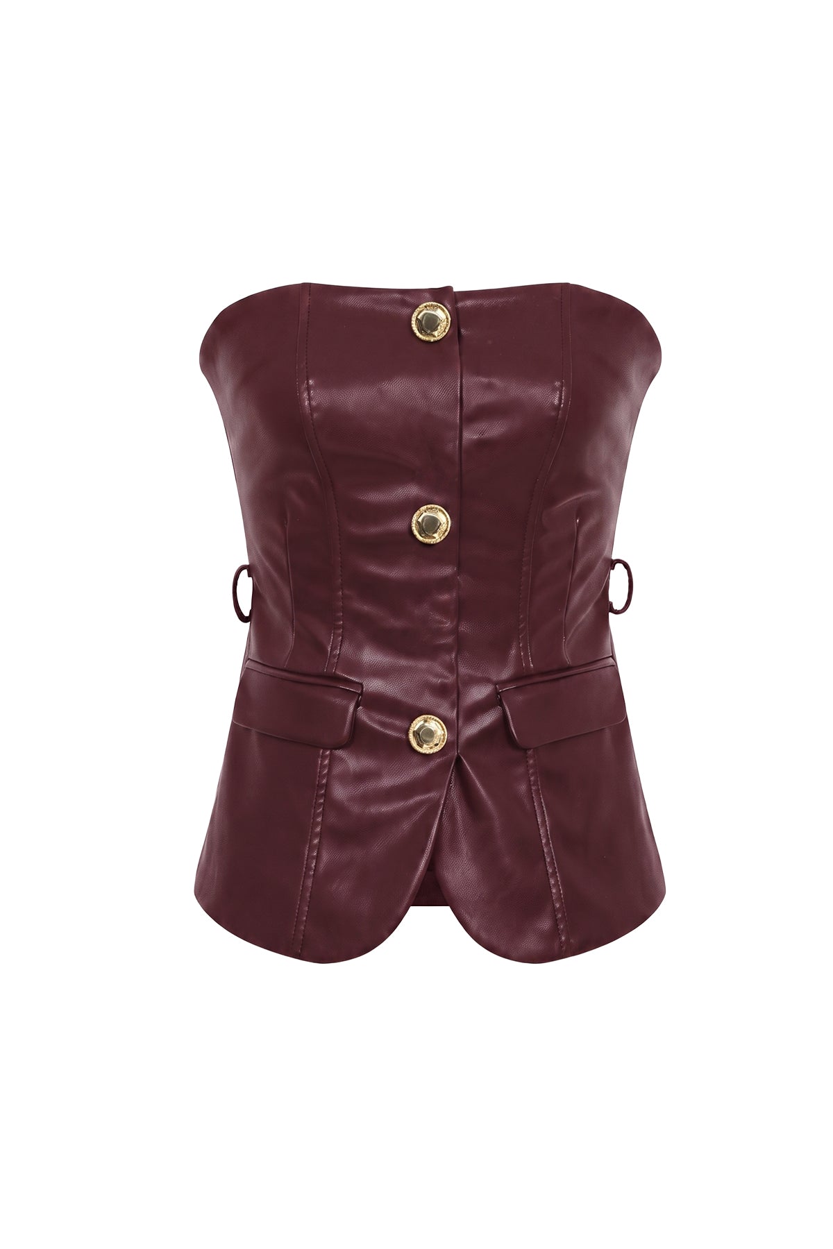 Monique Pu Tube Top with Embellished Buttons