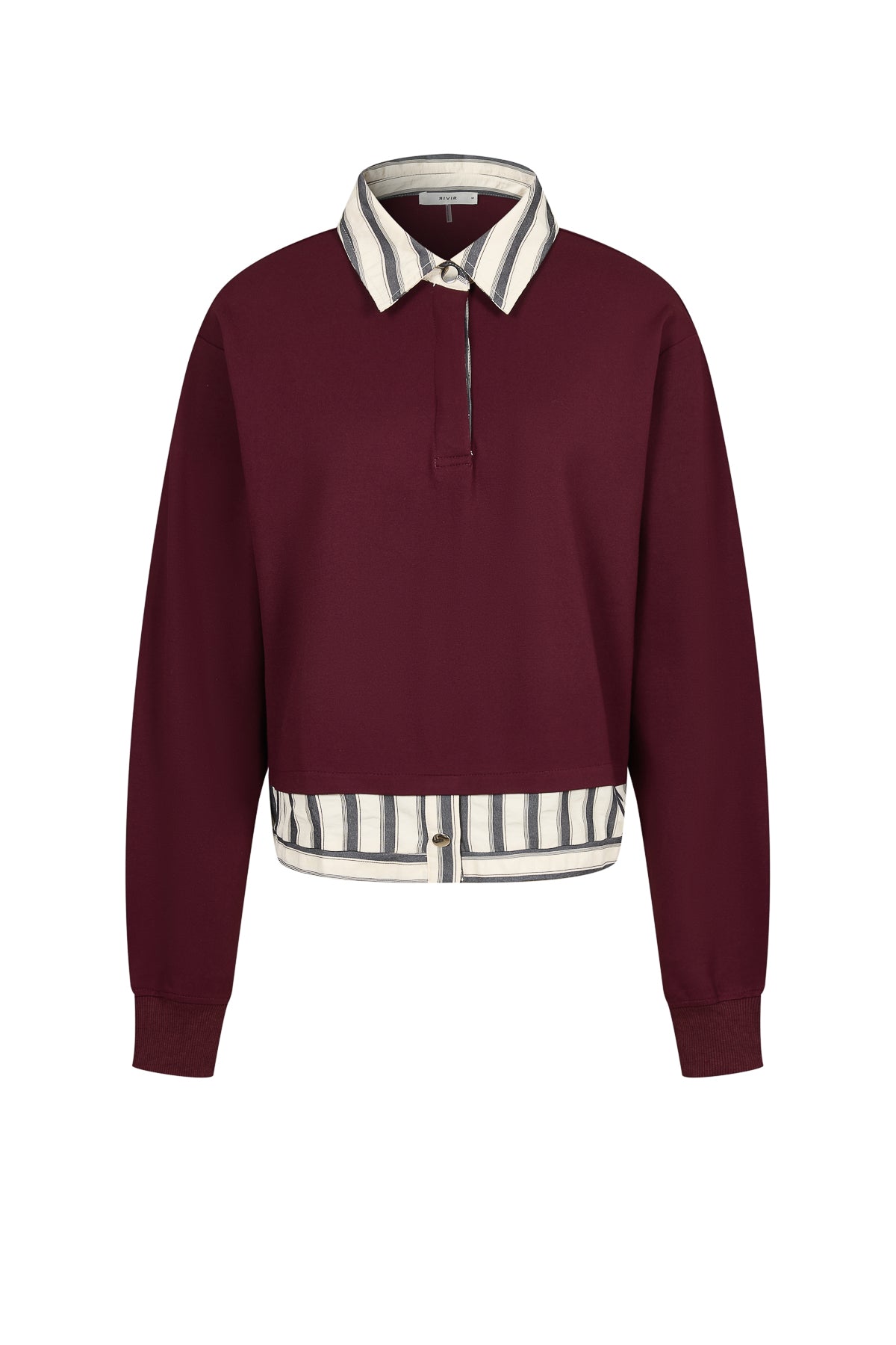 Anette Knit Collar Sweatshirt with Stripe Contrast