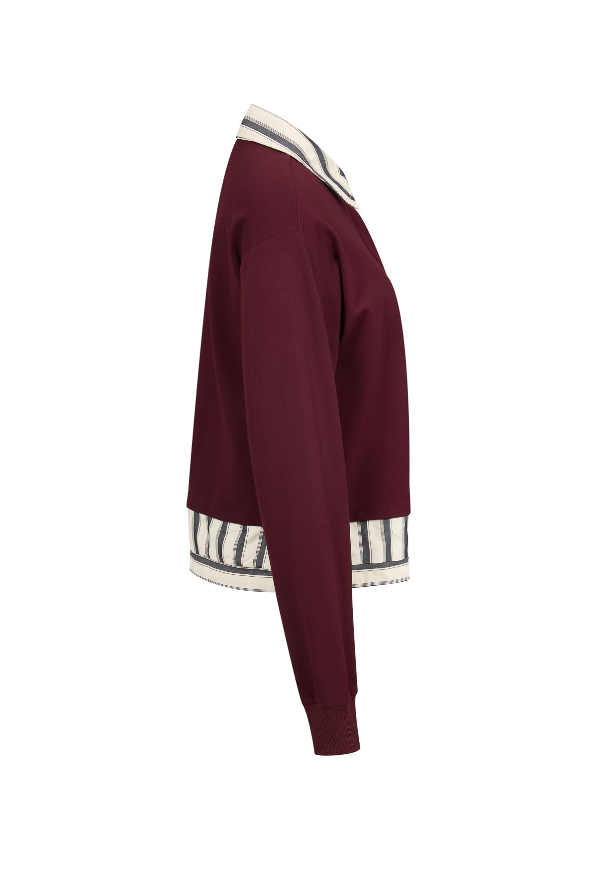 Anette Knit Collar Sweatshirt with Stripe Contrast