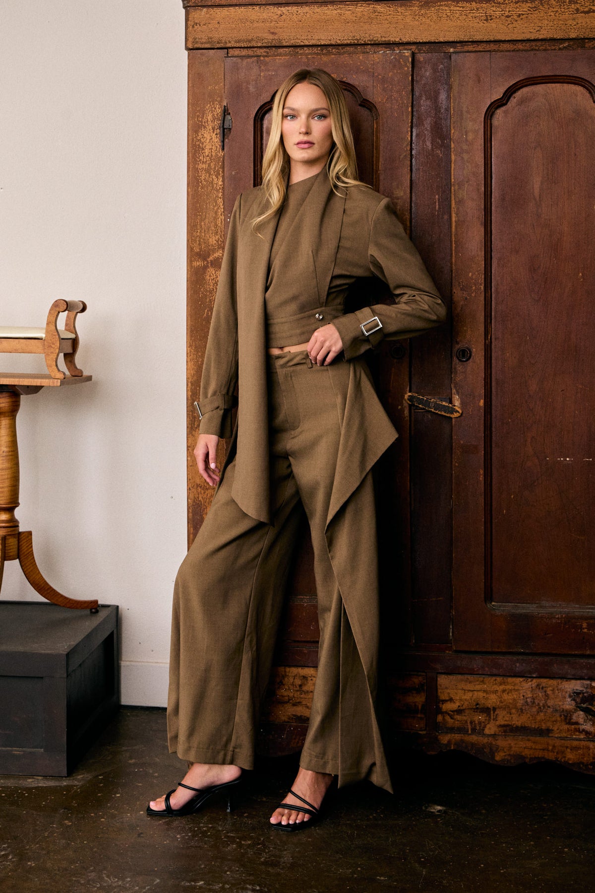 Joelle Woven Draped Cape Inspired Pants