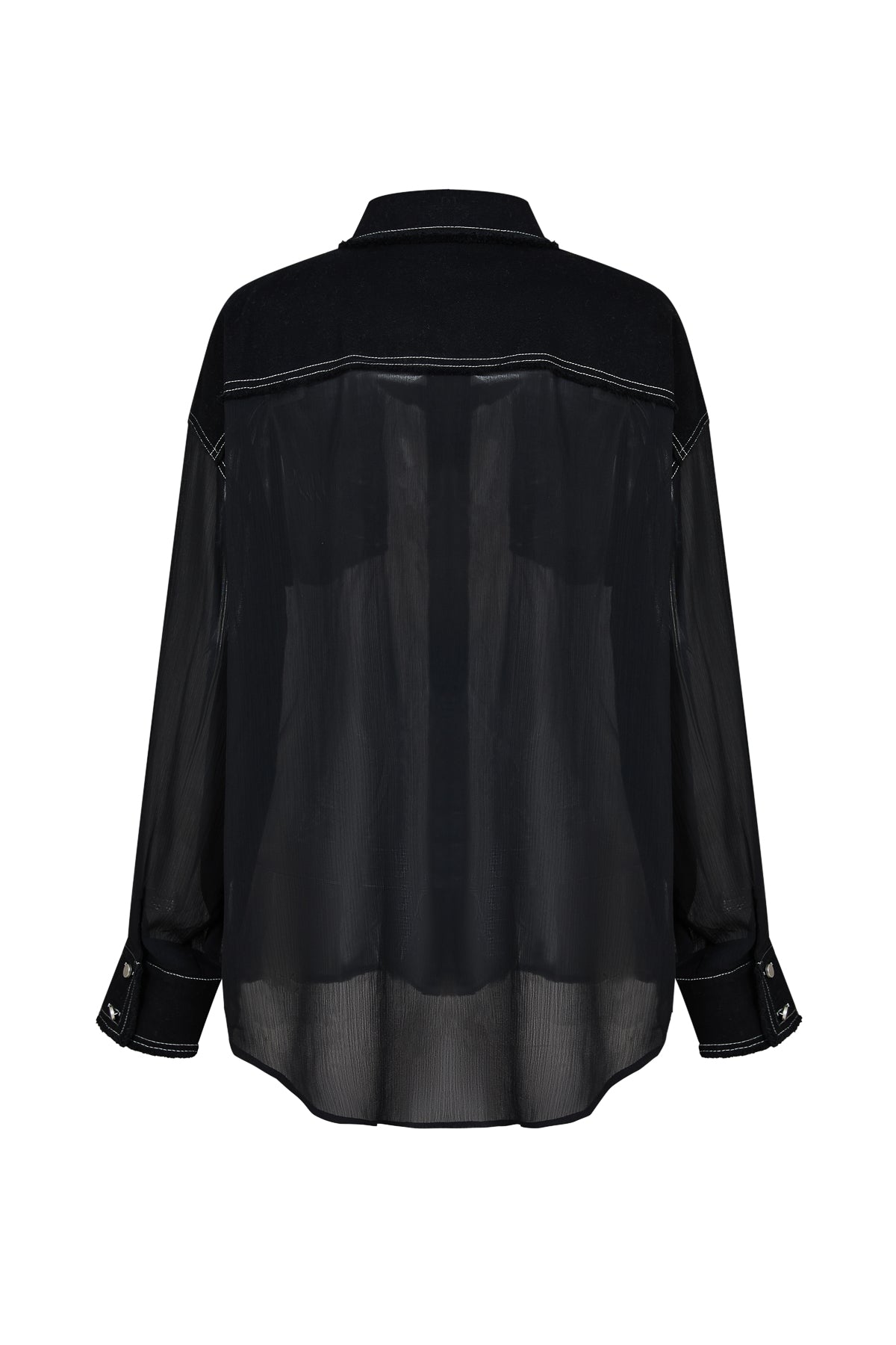 Sheer Shirt with Contrast Stitching