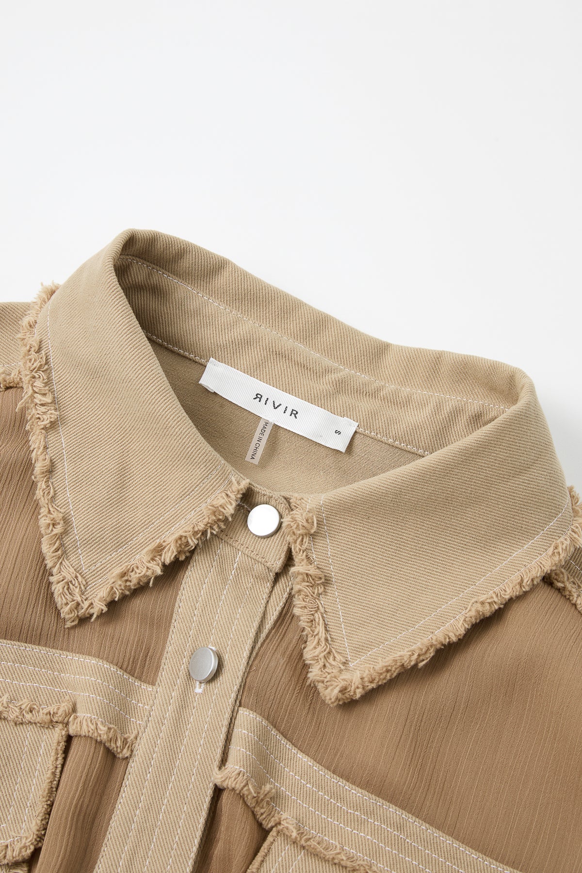 Sheer Shirt with Contrast Stitching