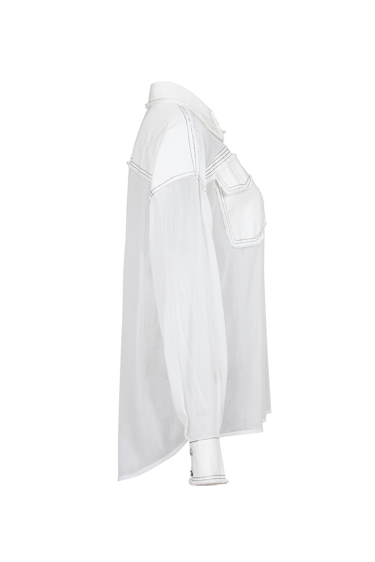 Sheer Shirt with Contrast Stitching