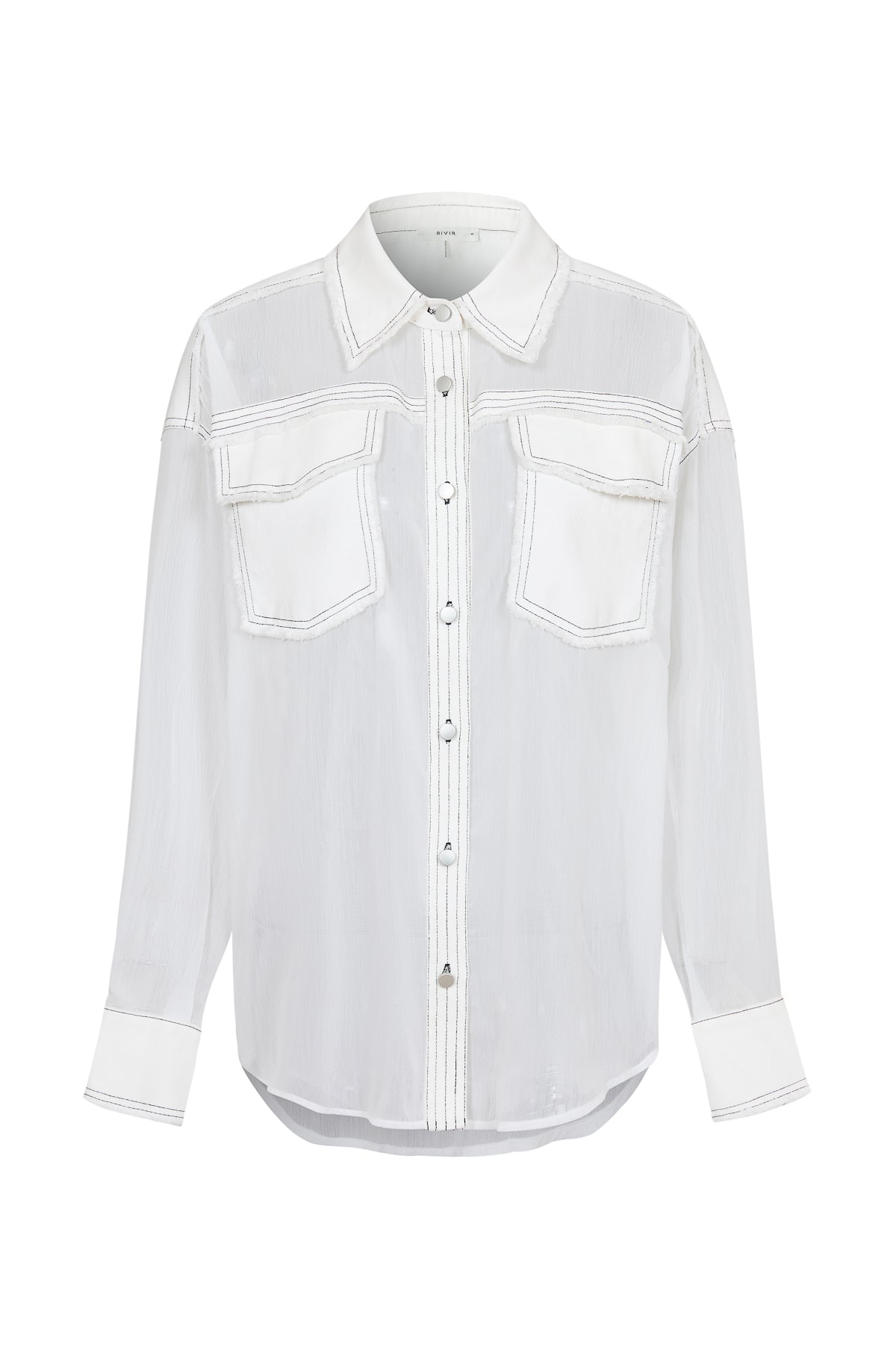 Sheer Shirt with Contrast Stitching
