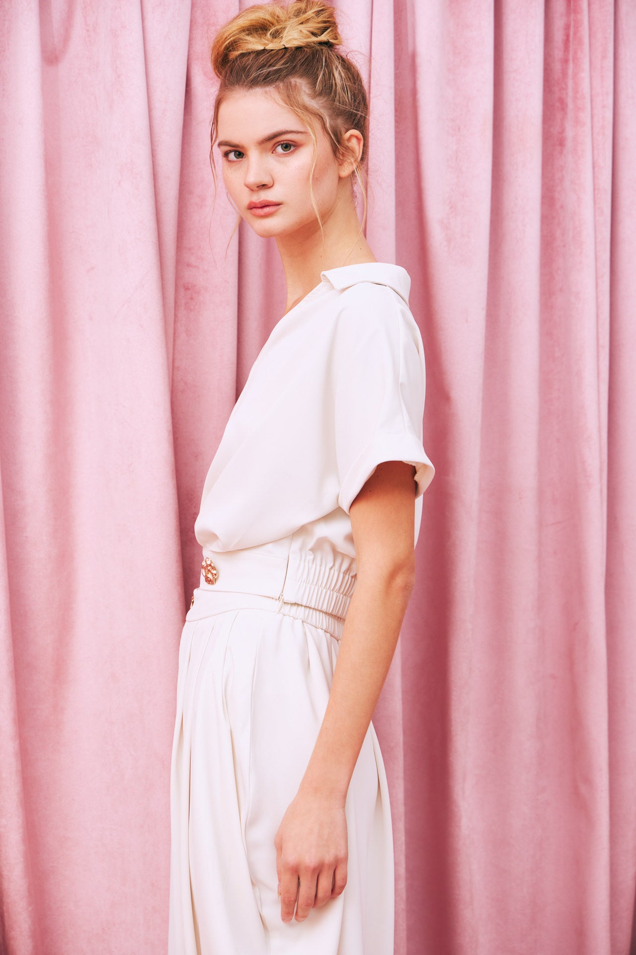 Pleated V Shape Top