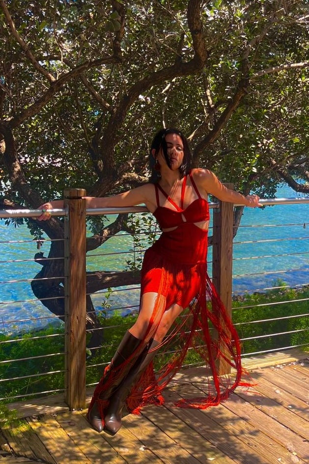 Bandage Fringe Dress With Cutouts