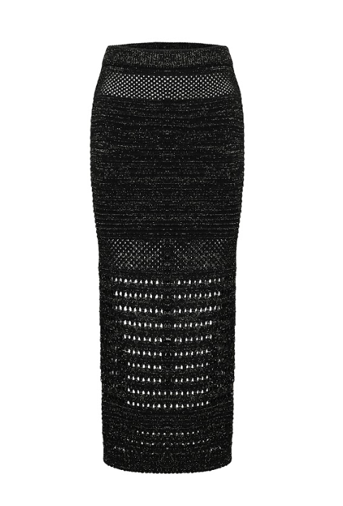 Crochet Lurex Knit Skirt