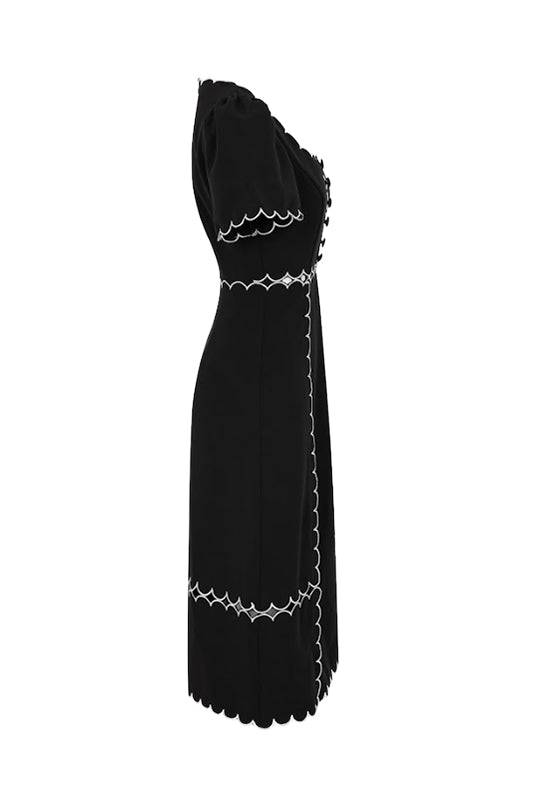 Scallop Detail Midi Dress