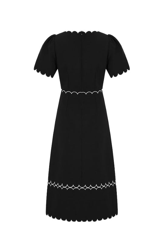 Scallop Detail Midi Dress