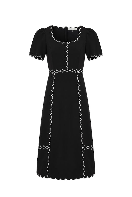 Scallop Detail Midi Dress