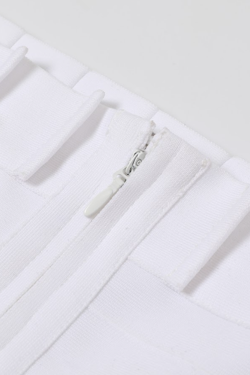 Alba Bandage Off Shoulder Fit and Flare Pintuck Dress