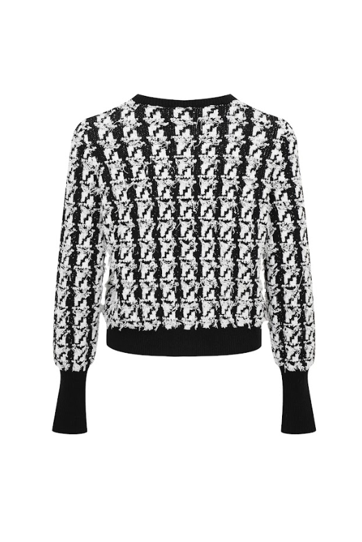 Houndstooth Textured Knit Cardigan