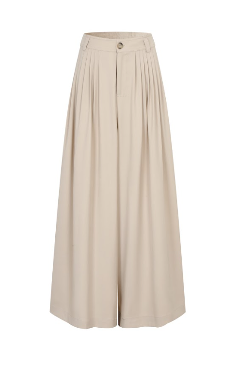 Santé Woven Pleated Wide Leg Pants