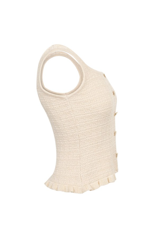 Madeleine Textured Knit Top with Fake Buttons