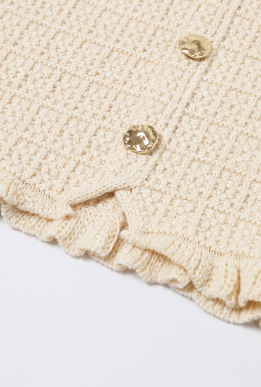 Madeleine Textured Knit Top with Fake Buttons