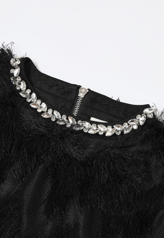 Lace Long Sleeve Dress with Zigzag Pattern