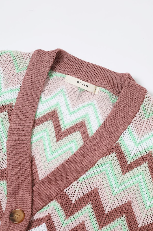 Geometric Pattern Knit Cardigan