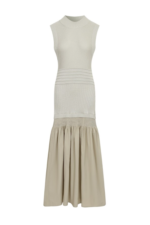 Mock-Neck Drop-Waist Sweater Midi Dress