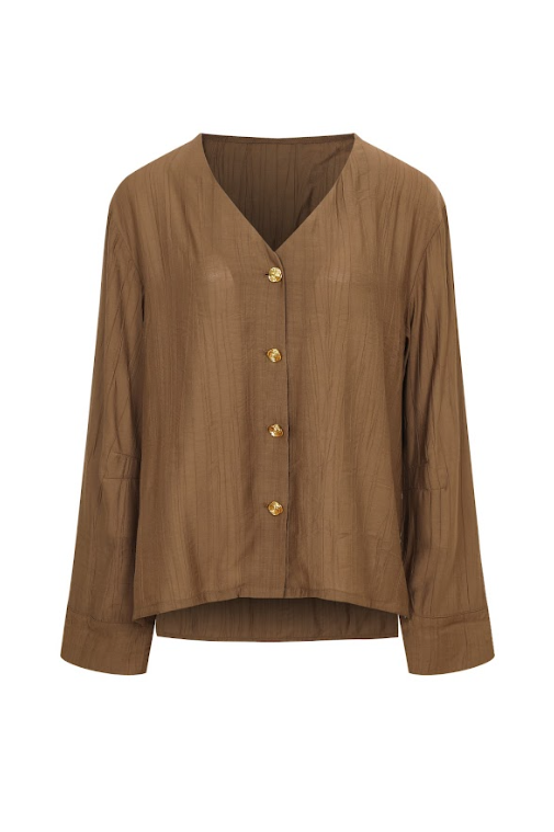 The Ember V-Neck Woven Long Sleeve Top