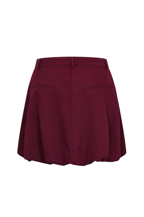 Woven Pleated Bubble Mini Skirt With Tie