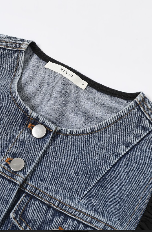 Super Ruffled Crop Denim Jacket